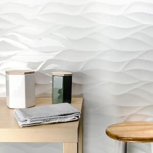 Ripple White Wavy 12 in. x 36 in. Polished Ceramic Wall Tile (4 Pieces 11.62 sq. ft. / Case)