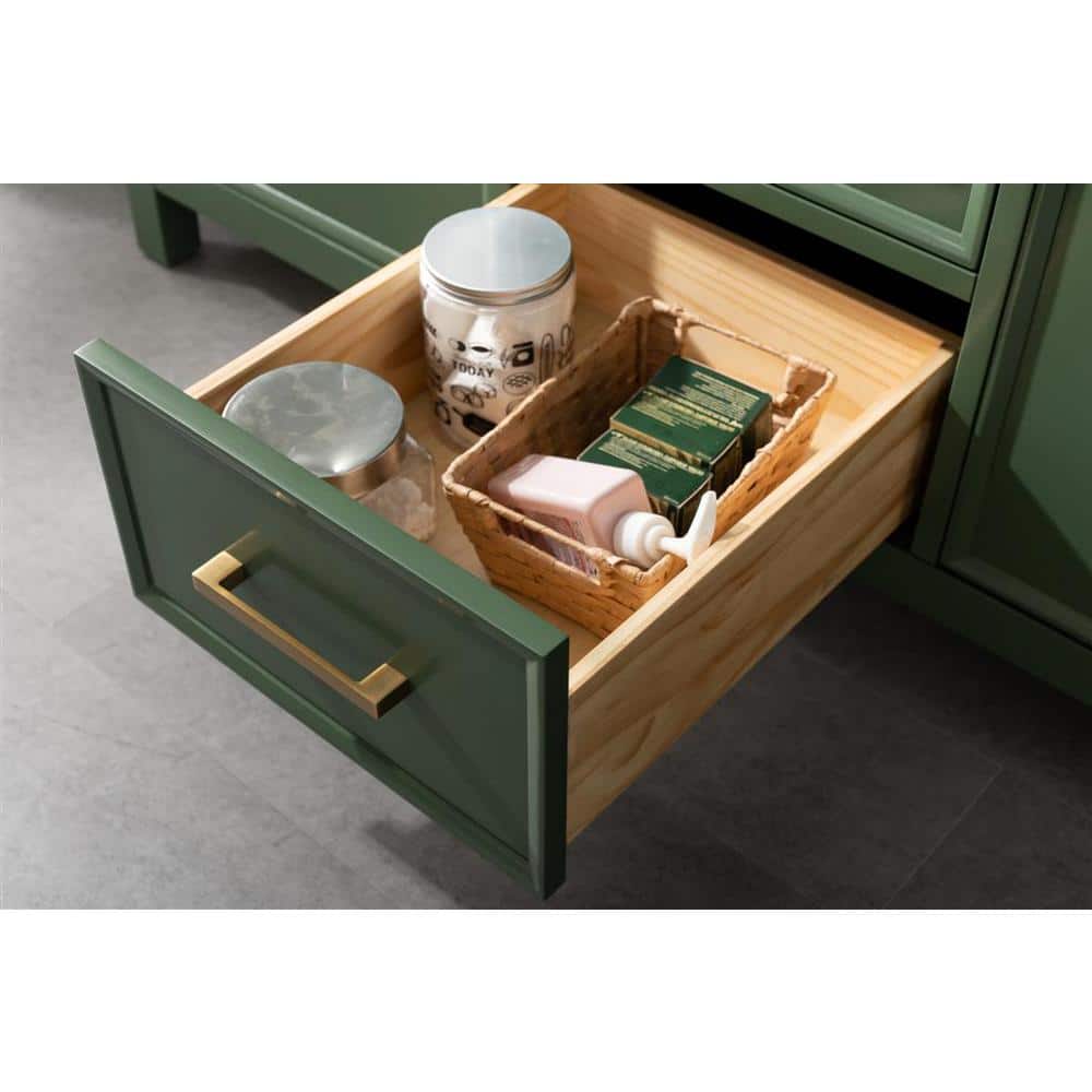 Vogue Green Double Sink Vanity with Carrara White Top