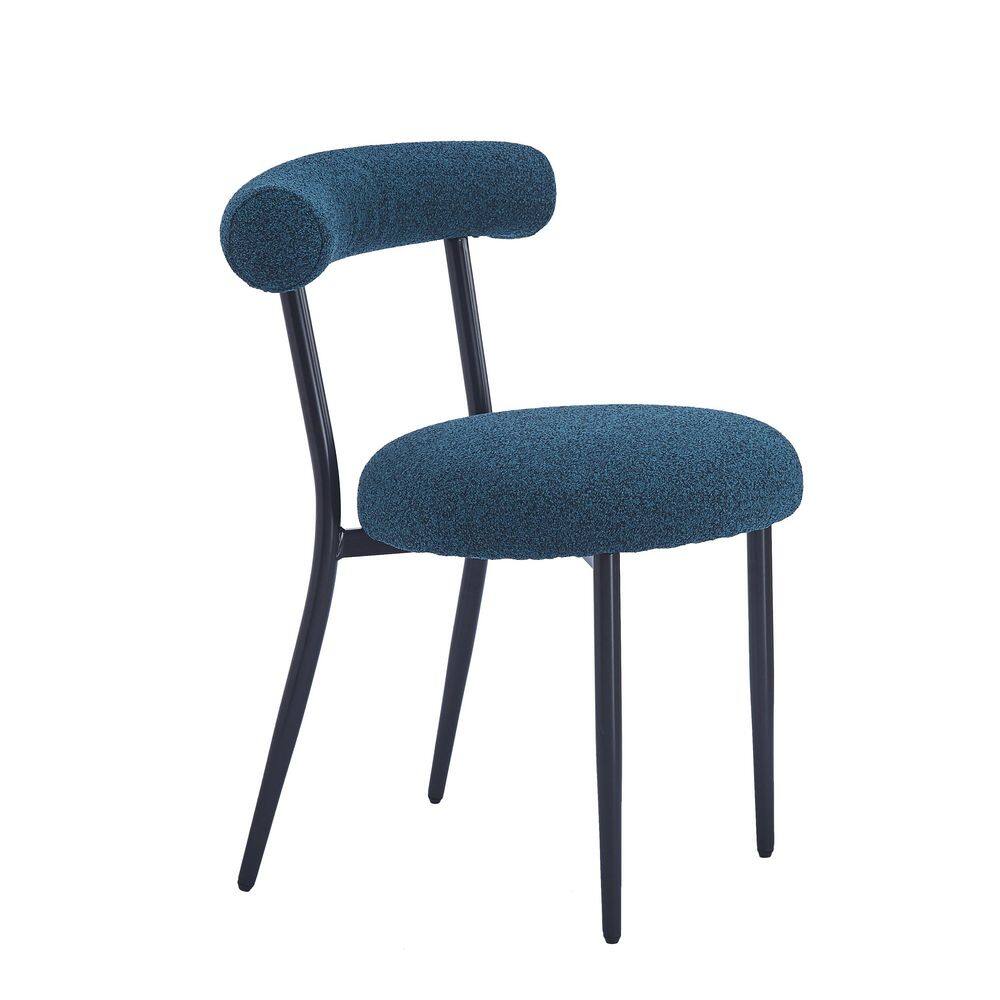 Set of 2 Outdoor Dining Chairs, Metal Frame and Fabric Seat, Modern Design 