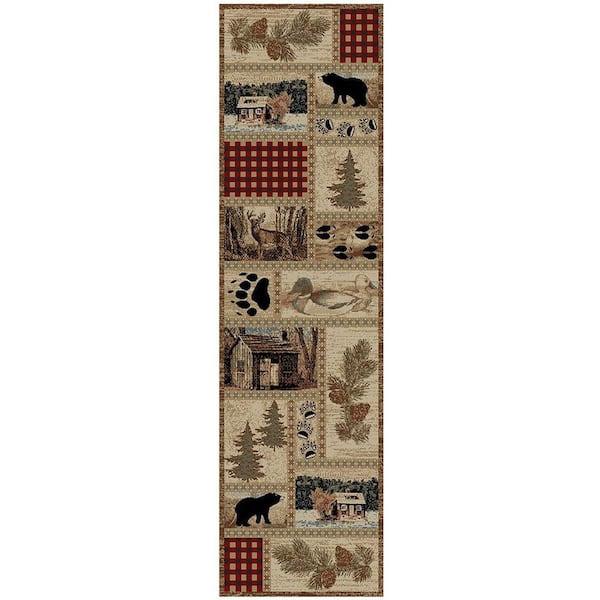 American Destination Getaway Trail Lodge Multi 2 ft. x 8 ft. Woven Animal Print Polypropylene Rectangle Area Rug