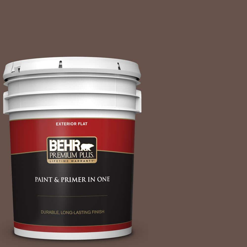 BEHR PREMIUM PLUS 5 gal. #PPU5-18 Chocolate Swirl Flat Exterior Paint ...