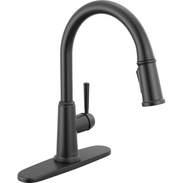 Foundations Design Series Traditional Single Handle Pull Down Sprayer Kitchen Faucet in Matte Black
