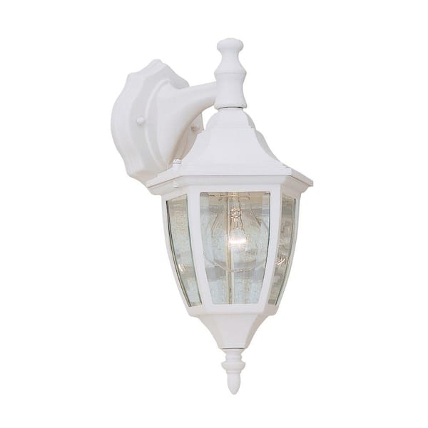 Designers Fountain Waterbury 14.25 in. White 1-Light Outdoor Line Voltage Wall Sconce with No Bulb Included