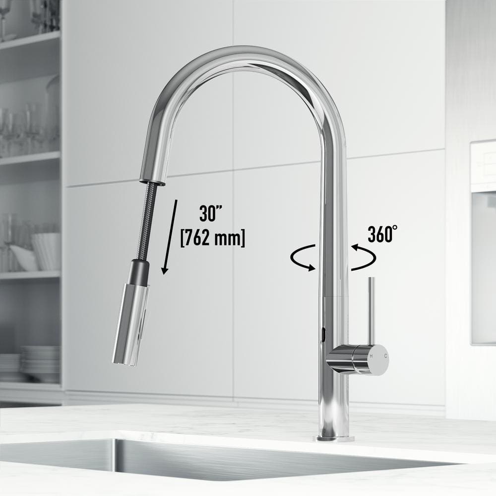 Greenwich Chrome Touchless Pull-Down Kitchen Faucet with Spray