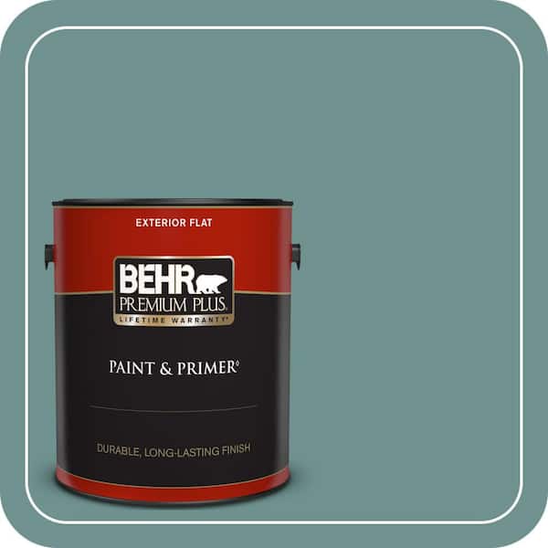 BEHR PREMIUM PLUS 1 gal. #ECC-60-3 Pool Tide Flat Exterior Paint & Primer