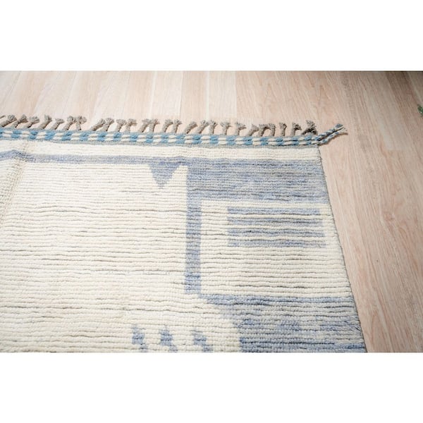 Ivory Hand-Knotted Wool Contemporary Marrakech Handspun, Timeless Elegance for Living Room, 6 ft. x 9 ft. Area Rug