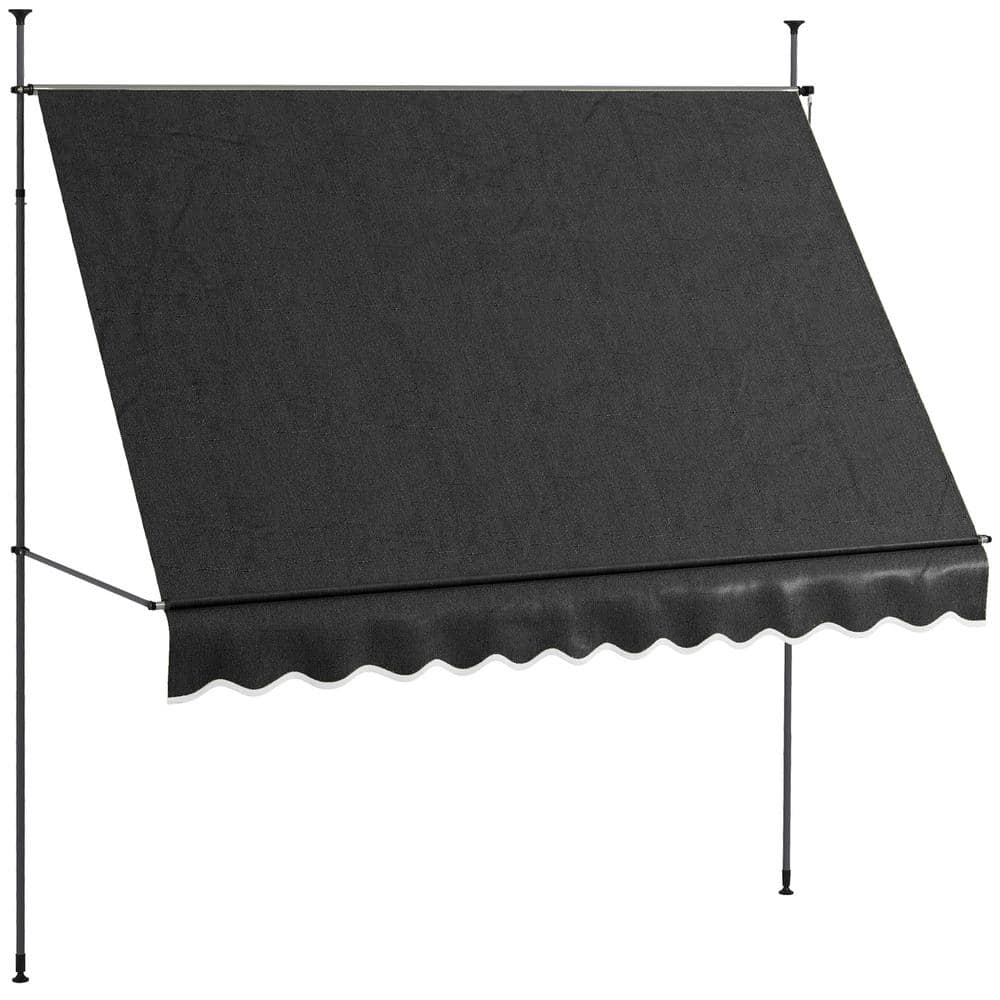 Outsunny 9.8 ft. x 3.9 ft. Black Non-Screw Freestanding Patio Sun Shade ...