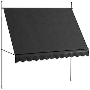 9.8 ft. x 3.9 ft. Black Non-Screw Freestanding Patio Sun Shade Shelter with Support Pole Stand and UV Resistant Fabric