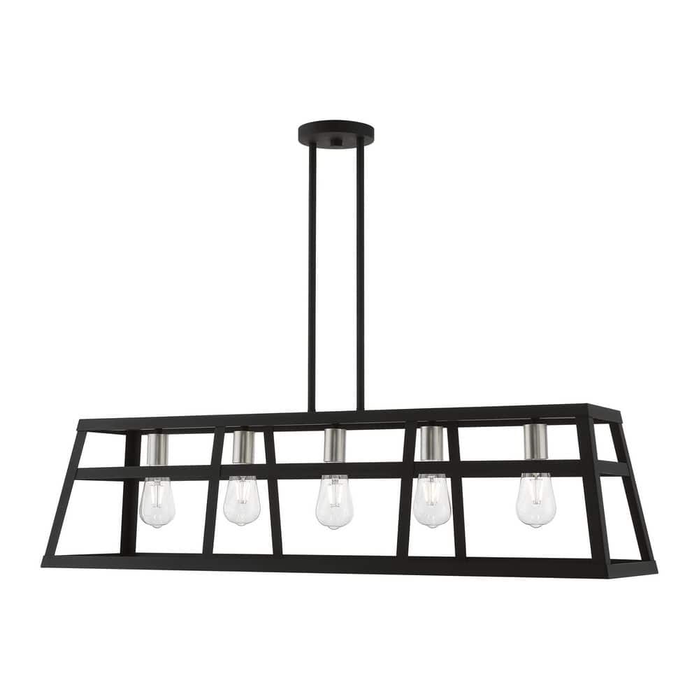 Charterwood 5-Light Black Linear Chandelier with Brushed Nickel Accents price history on PriceWatchPro