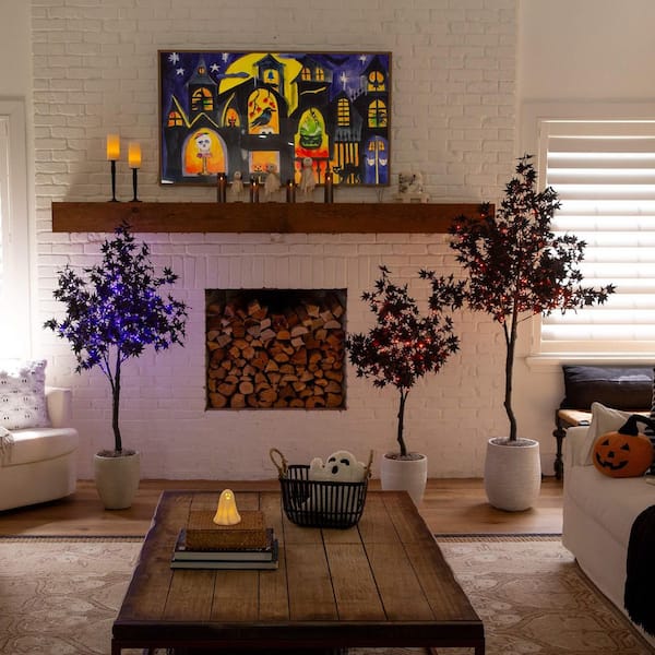 5 ft. Pre-Lit Artificial Halloween Black Maple Tree with 240-Orange & Purple LED Lights