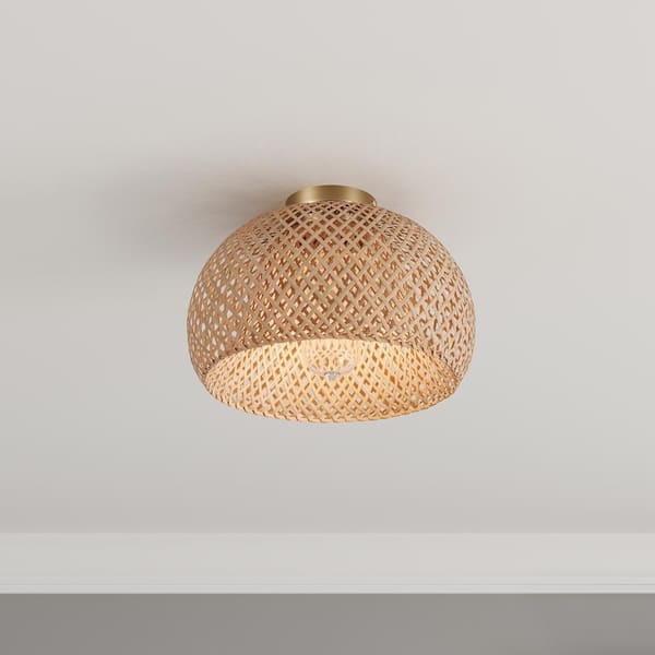 aiwen Bamboo 11.41 in. 1-Light Semi-Flush Mount Light Rustic aiwen Bamboo 11.41 in. 1-Light Semi-Flush Mount Light Rustic