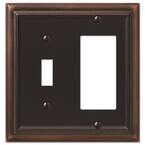 Continental 2 Gang 1-Toggle and 1-Rocker Metal Wall Plate - Aged Bronze