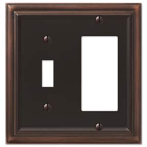 Continental 2 Gang 1-Toggle and 1-Rocker Metal Wall Plate - Aged Bronze