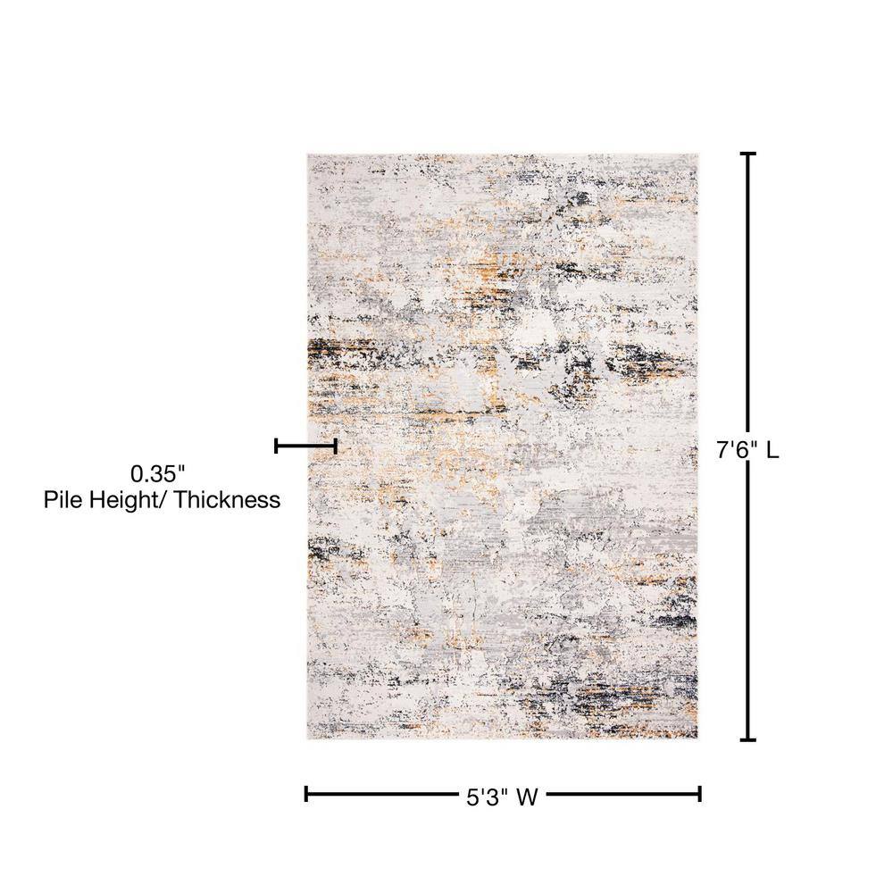 Amalfi Cream and Gold Abstract Wool Area Rug