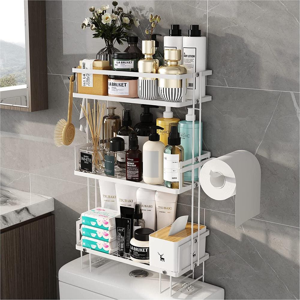 Solid Wood White Bathroom Shelf Corner Shelf Shower Shampoo Cosmetic Shelves  Kitchen Storage Rack Bathroom Accessories