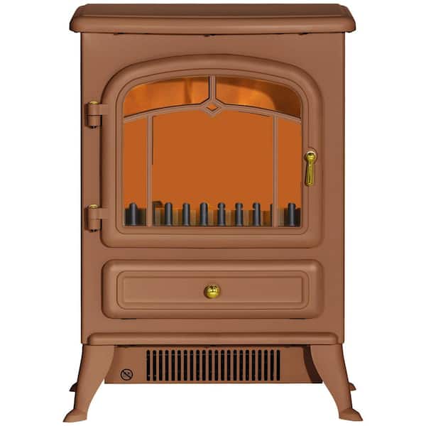 Ahfiwaso 750-Watt/ 1500-Watt Brown Electric Fireplace Tower Radiant Infrared Space Heater with Overheating Protection