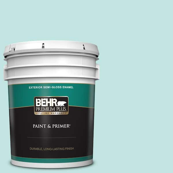 BEHR PREMIUM PLUS 5 gal. #510C-2 Windwood Spring Semi-Gloss Enamel Exterior Paint & Primer