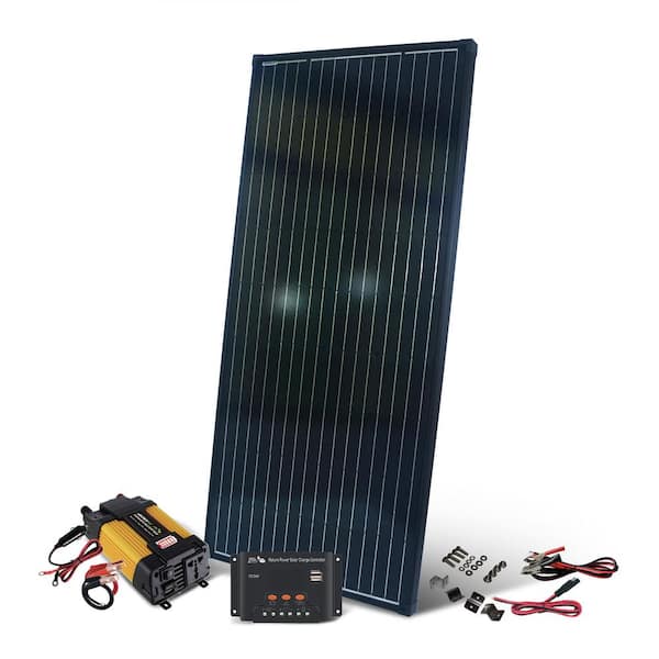 NATURE POWER 200-Watt 12-Volt Monocrystalline Complete Solar Panel Kit with 12-Volt Charge Controller and 400-Watt Inverter