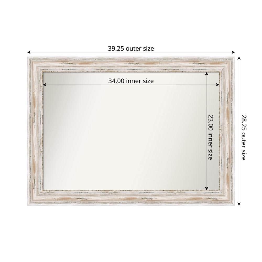 Alexandria Whitewash 39.25 in. x 28.25 in. Custom Non-Beveled Wood Framed Bathroom Vanity Wall Mirror price history on PriceWatchPro