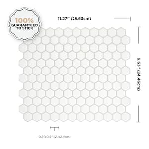 Hexago White 11.27 in. x 9.63 in. Vinyl Peel and Stick Tile (2.80 sq. ft./4-pack)