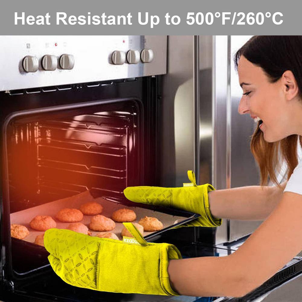 Yellow Silicone and Cotton 6-Piece Oven Mitt and Pot Holder Set