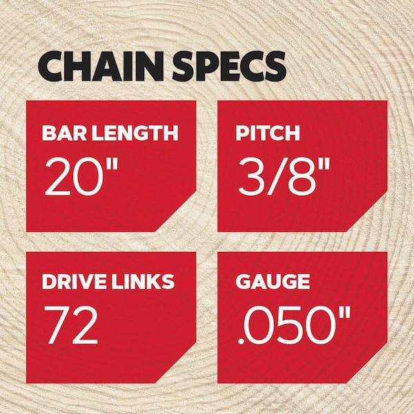 E72 Chainsaw Chain for 20in. Bar, Fits Echo, Husqvarna, Stihl, Makita, Craftsman and more