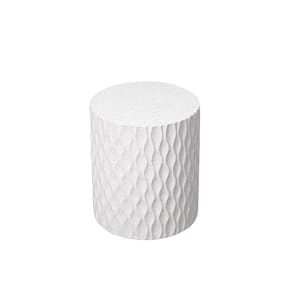 14.6 in. x 16.5 in. White Magnesium Oxide Outdoor Patio Round Side Table