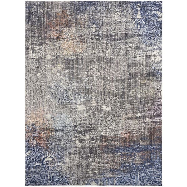 HomeRoots Taupe Blue and Ivory 2 ft. x 3 ft. Abstract Area Rug