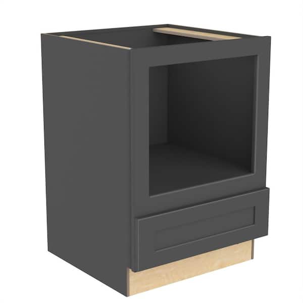 Home Decorators Collection Newport 30 in. W x 24 in. D x 34.5 in. H Assembled Plywood Microwave Base Kitchen Cabinet in Deep Onyx with Soft Close