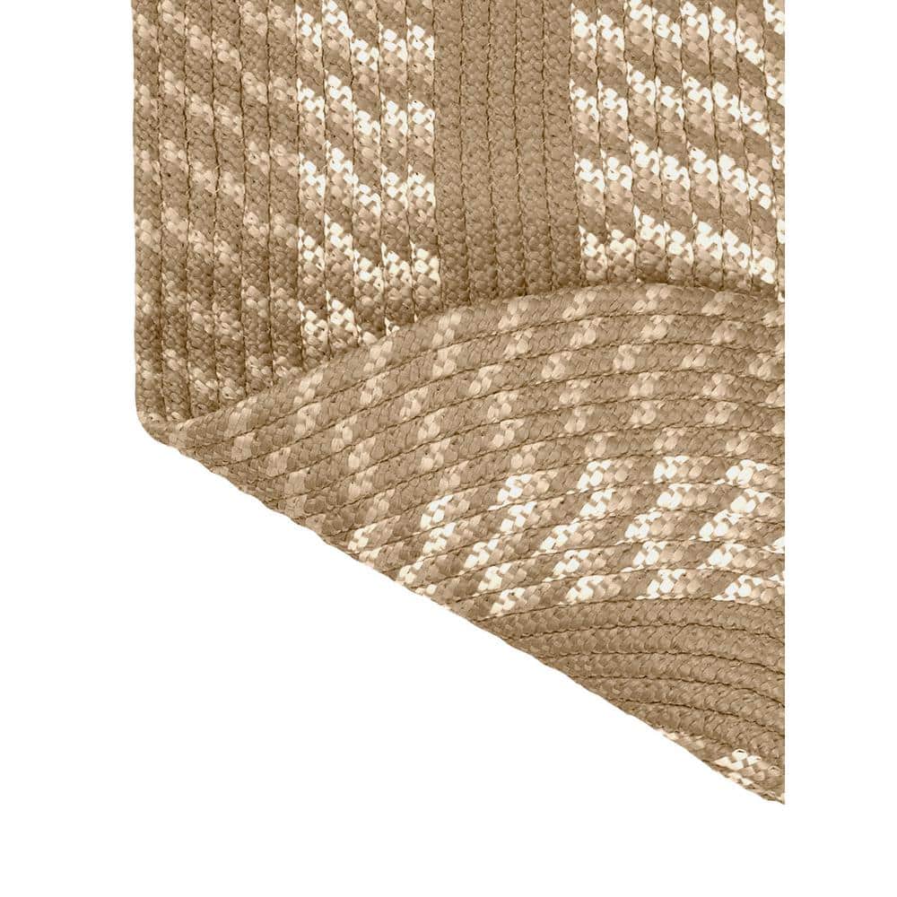 Tan and Beige Round Braided Synthetic Reversible Rug, 48"