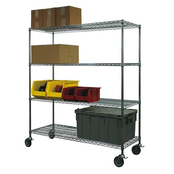 Stationary Chrome Wire Shelving with Small Parts Bins - 88 Bins Single  Sided - Industrial Shelving, Commercial Storage Shelves, Racks, Office  Shelving