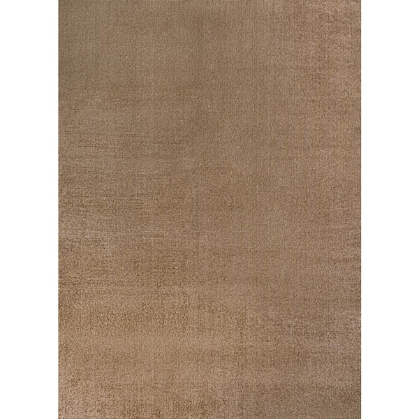 Twyla Classic Brown 3 ft. x 5 ft. Solid Low-Pile Machine-Washable Area Rug