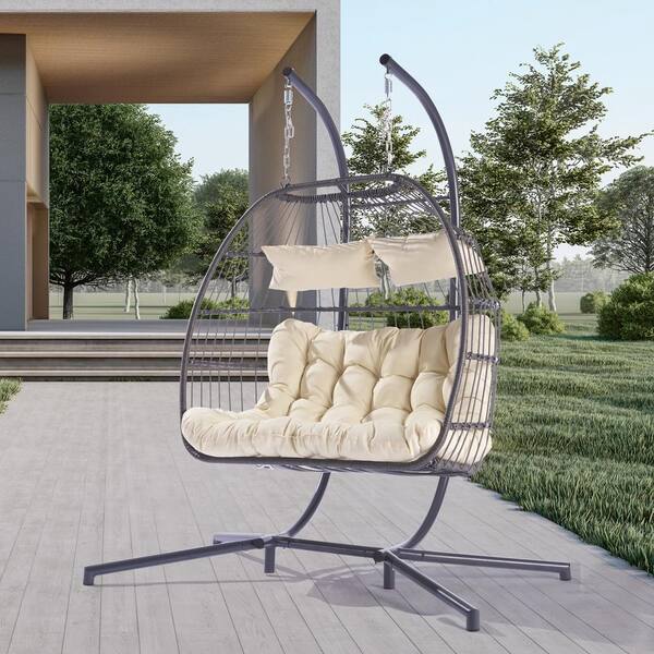 Sunyear Hammock Chair, Brown, Black and White 