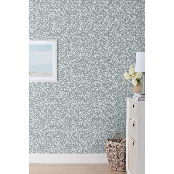 Scattered Leaf Silver Non-Pasted Wallpaper Roll (covers approx. 52 sq. ft.)