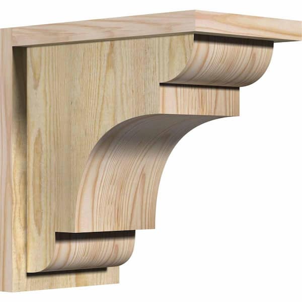 Ekena Millwork 8 in. x 14 in. x 14 in. New Brighton Rough Sawn Douglas Fir Corbel with Backplate
