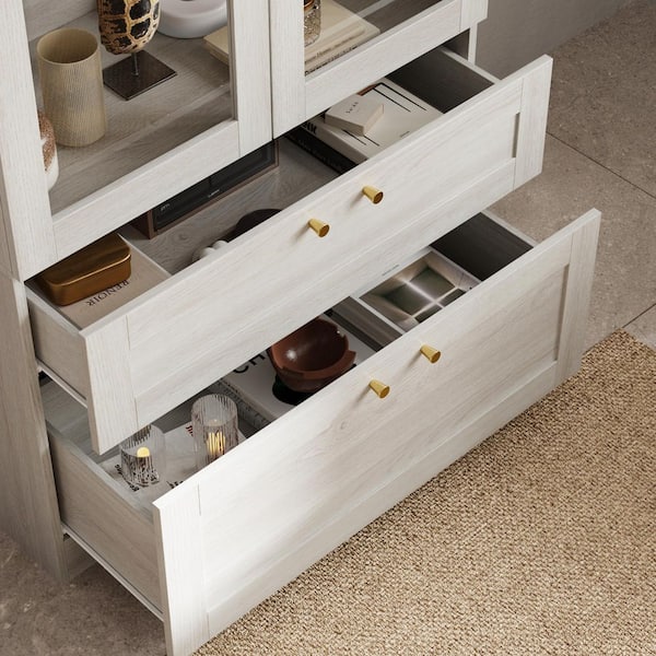 FUFU&GAGA Modern Style Gray Wood Grain 70.9 in. H Accent Storage