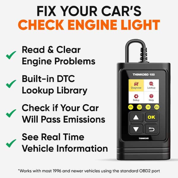 OBD2 Diagnostic Scan Tool Engine Code Reader with Live Data Vehicle Diagnostic Scanner Tool - OBD 100