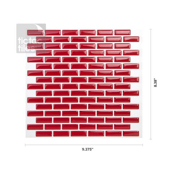 rem laten we het doen Koor Tic Tac Tiles Brick Red 10 in. W x 10 in. H Peel and Stick Self-Adhesive  Mosaic Wall Backsplash Tiles (10-Tiles) BKW04-10 - The Home Depot