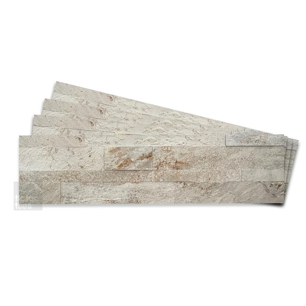 4-Sheets Golden Beach 24 in. x 6 in. Peel, Stick Self-Adhesive Decorative 3D Stone Tile Backsplash (3.87 sq.ft./Pack)