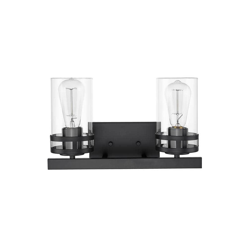 Lunden 14.5 in. 2-Light Matte Black Vanity-Light with Clear Glass price history on PriceWatchPro