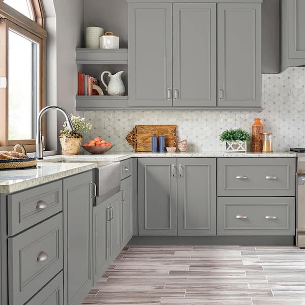 1 gal. #PFC-68 Silver Gray Semi-Gloss Enamel Interior/Exterior Cabinet, Door & Trim Paint