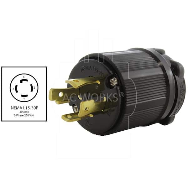 250V  UL Rated for 30A L15-30 Plug NEMA L15-30P Locking Plug 