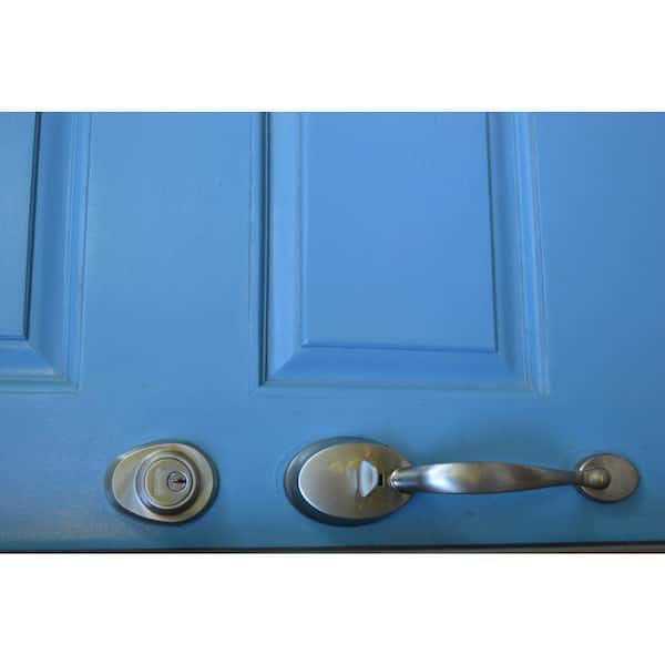Traditional Style Front Door Exterior Handleset - Elegant Lock Set Handle  Hardware with Single Cylinder Deadbolt Lock and Knob - Classic Satin Nickel