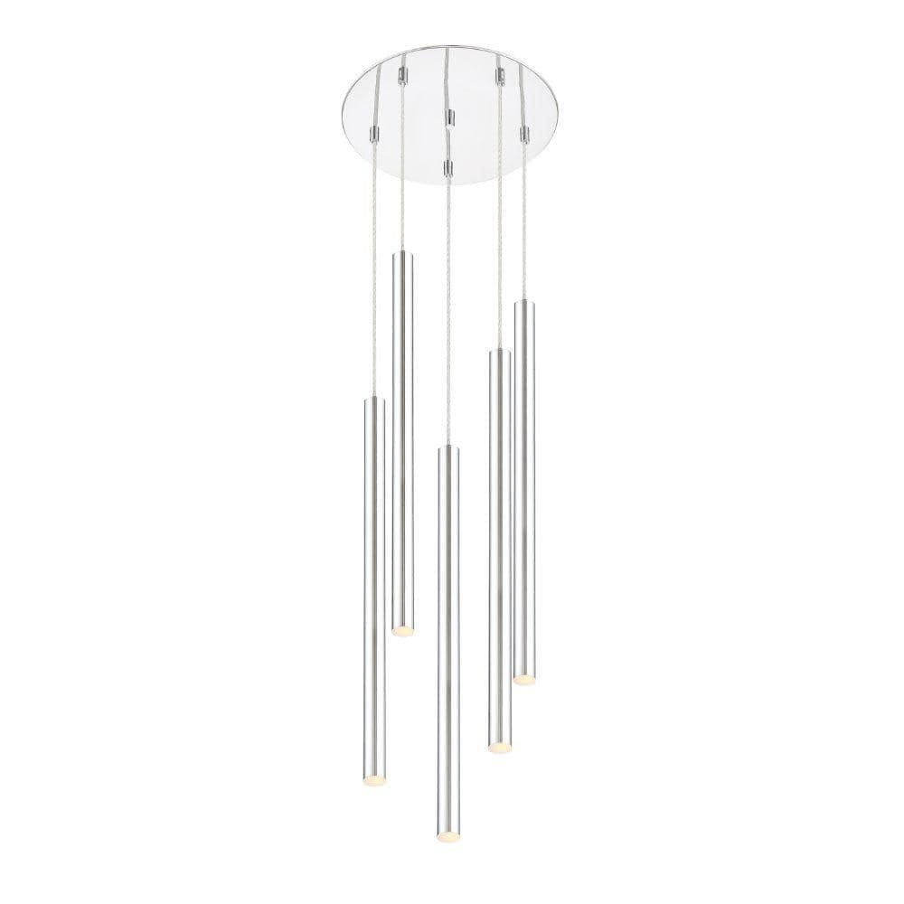 Forest 5 W 5-Light Chrome integrated LED Shaded Chandelier with Chrome Stee