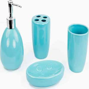 turquoise and silver bathroom accessories