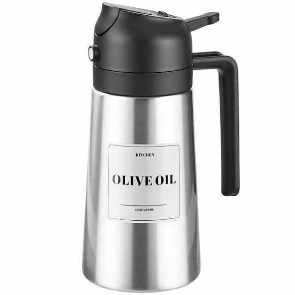 Stainless Steel Ceramic Interior Black Oil Dispenser and Sprayer Bottle for Cooking Kitchen BBQ Air Fryer Baking