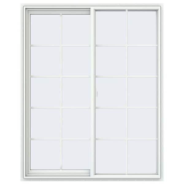 47.5 in. x 59.5 in. V-2500 Series White Vinyl Left-Handed Sliding Window with Colonial Grids/Grilles