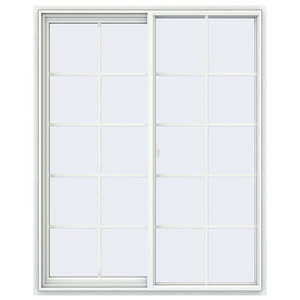 JELD-WEN 47.5 in. x 59.5 in. V-2500 Series White Vinyl Left-Handed Sliding Window with Colonial Grids/Grilles