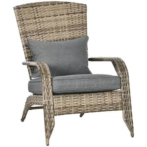 Classic Charcoal Brown Patio Wicker Adirondack Chair, Set of 1