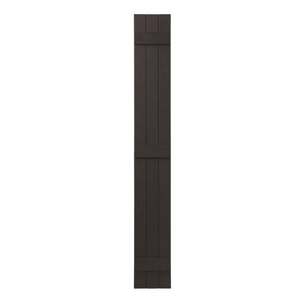 Ply Gem 11 in. x 75 in. Polypropylene Plastic 3-Board Closed Board and Batten Shutters Pair in Brown
